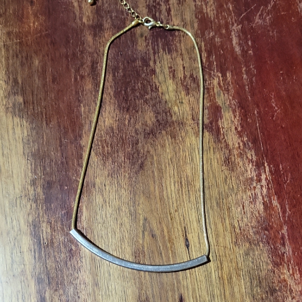 Elegant Gold with Floating Silver Bar Necklace 16"
